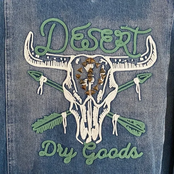 Double D Ranch PLUS Boho Western Desert Dry Goods Embroidered Jean Jacket Sz 1X - Picture 9 of 12
